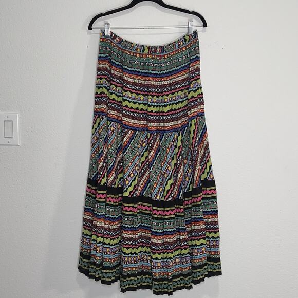 Double D Ranch Maxi Skirt Size L Colorful Multi-print Stretch Long Western Rodeo - Picture 9 of 14